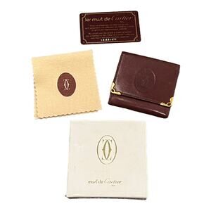 Must de Cartier Coin Purse - Bordeaux Red Calfskin Leather - Made in Spain w/Box